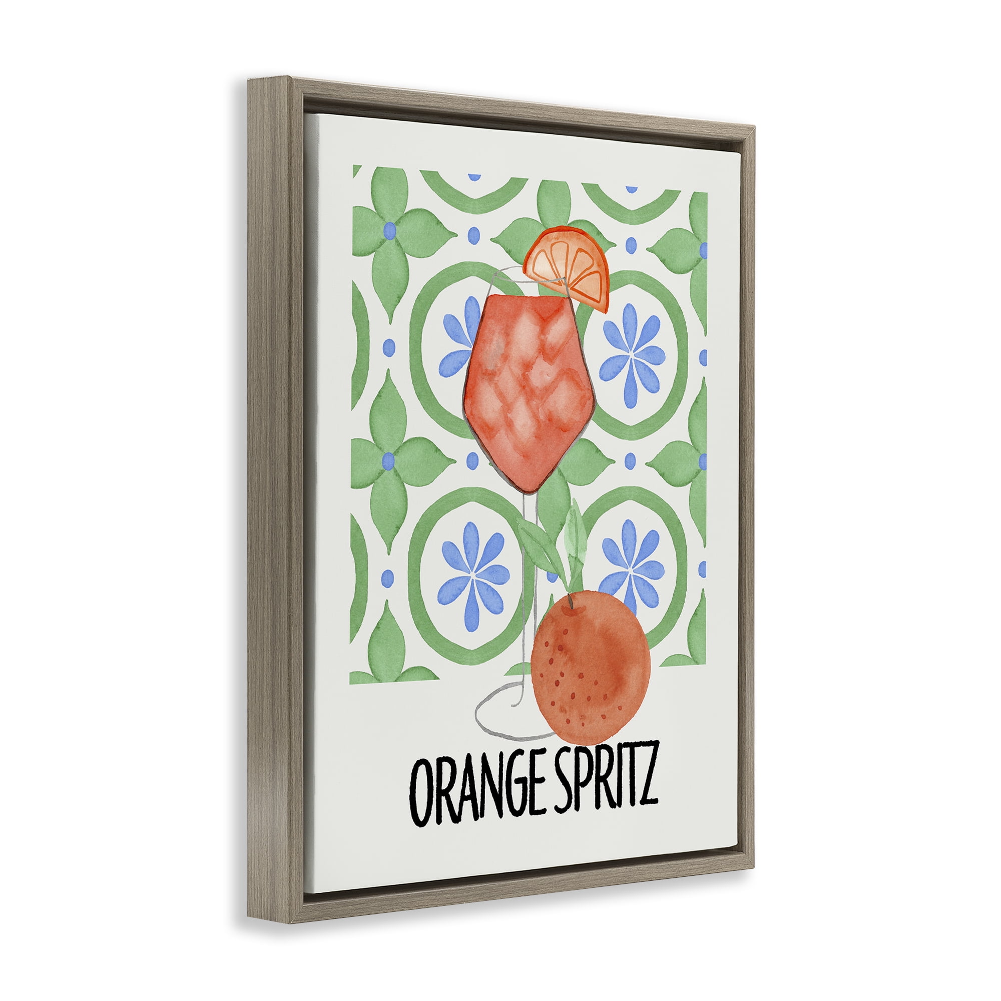 Stupell Industries Orange Spritz On My Mind Brown Framed Floater Canvas Wall Art, design by Nina Jacobs