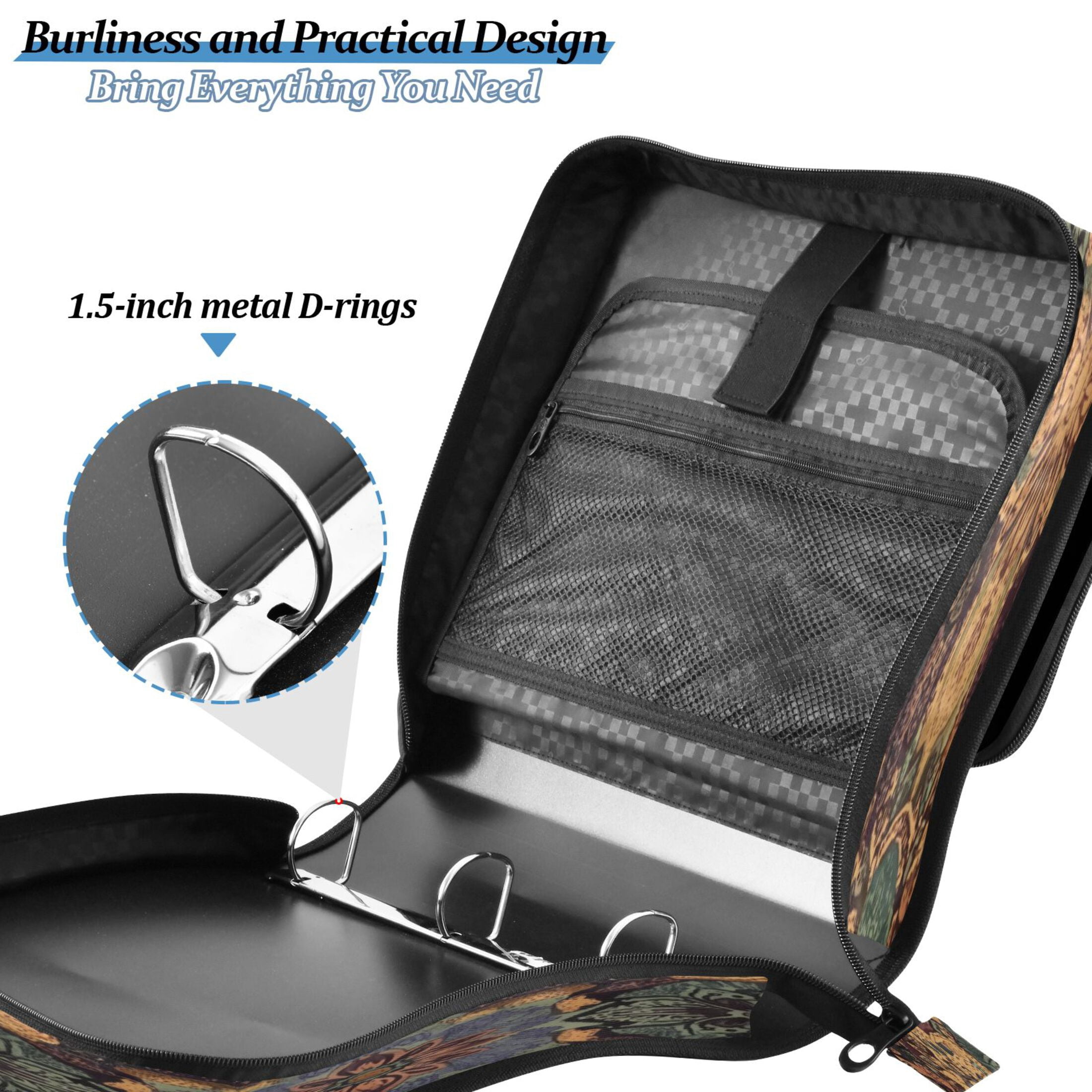 YAZAOO Zipper Binder trapper keeper Documents Organized Design Golden Mandala Mosaic Printed