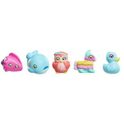 Squish-Dee-Lish 5 Pack Slow-Rise Squishies Series 3 - Pink Sea Shell Blue Whale Owl Pinata Blue Duck Bendable-Toy-Figures