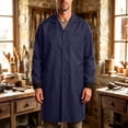 thumbnail image 2 of Kosheko Men's Long-Sleeve Work Dust Coat Notched Lapel Multi Patch Pockets Snap Front Closure for Daily Workshop Tasks Blue S, 2 of 9