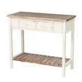 thumbnail image 4 of LuxenHome Distressed White and Wood 2-Drawer 1-Shelf Console and Entry Table, 4 of 18