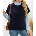 thumbnail image 5 of Women Tops Fashion Sawvnm Woman Fashion Short Sleeve Solid Sweater Button Opening And Closing Blouse Tshirts for Women Dark Blue M, 5 of 8
