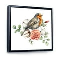thumbnail image 3 of Designart 'Cotton Rose and Leaves With Robin Redbreast' Traditional Framed Canvas Wall Art Print, 3 of 5