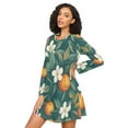 thumbnail image 3 of FORMRS Womens Long Sleeve Nightgowns Crew Neck Sleep Shirt Soft Pajamas Sizes S-3XL, Floral Orange Pattern, 3 of 8