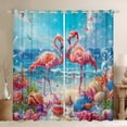 thumbnail image 1 of Flamingo Window Drapes Block 30%-50% Light,Tropical Animals Kitchen Window Treatments 42Wx63L Inches,Hawaiian Summer Beach Decor Window Curtains, 1 of 6