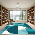 thumbnail image 2 of ODIKA 3'x5' Machine Washable Non-Slip Area Rug, Geometric Teal High Traffic Rug, Blue, 1051619, 2 of 7