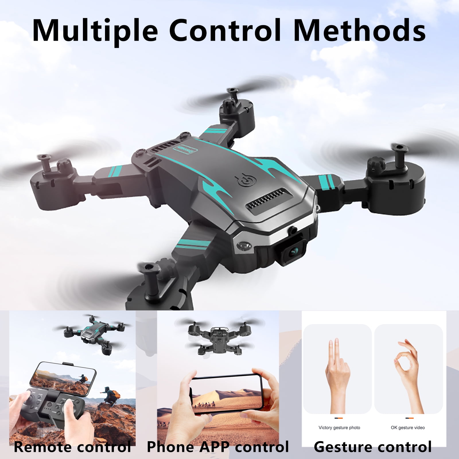 ABCPOW Drone with Camera for Adults Kids 1080P 8K HD Dual Camera Remote Control Drone RC Aircraft Quadcopter w/ 3 Batteries for Long Flight Mini Foldable Drone for Beginners Toys Gifts for Boys Girls