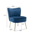 thumbnail image 4 of Modern Velvet Upholstered Accent Chair Set of 2 Mid Century Living Room Chairs with Golden Legs Comfy Armless Chair Wingback Single Sofa Side Chair for Bedroom,Blue, 4 of 6