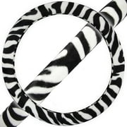 BDK Universal Fit Safari Steering Wheel Cover - (White Zebra)(Soft comfort driving for car SUVs)