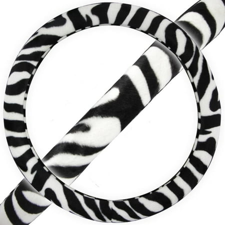BDK Universal Fit Safari Steering Wheel Cover - (White Zebra)(Soft comfort driving for car SUVs)