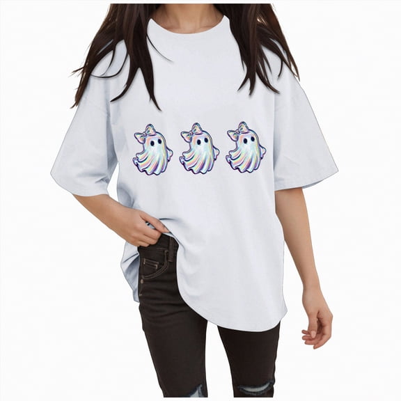 Godom Womens Halloween Graphic Tee Shirts Short Sleeve Tops Oversized Tshirts Trendy Casual Loose Blouse
