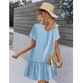 thumbnail image 4 of Zeagoo Summer Dresses for Women Button Down Cotton Linen Dress A Line Swing Sundress Short Sleeve Ruffle Hem Dress, 4 of 6