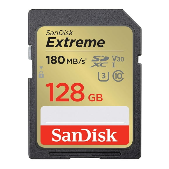 Tarjeta de memoria SanDisk 128GB Extreme SDXC UHS-I C10, U3, V30 4K