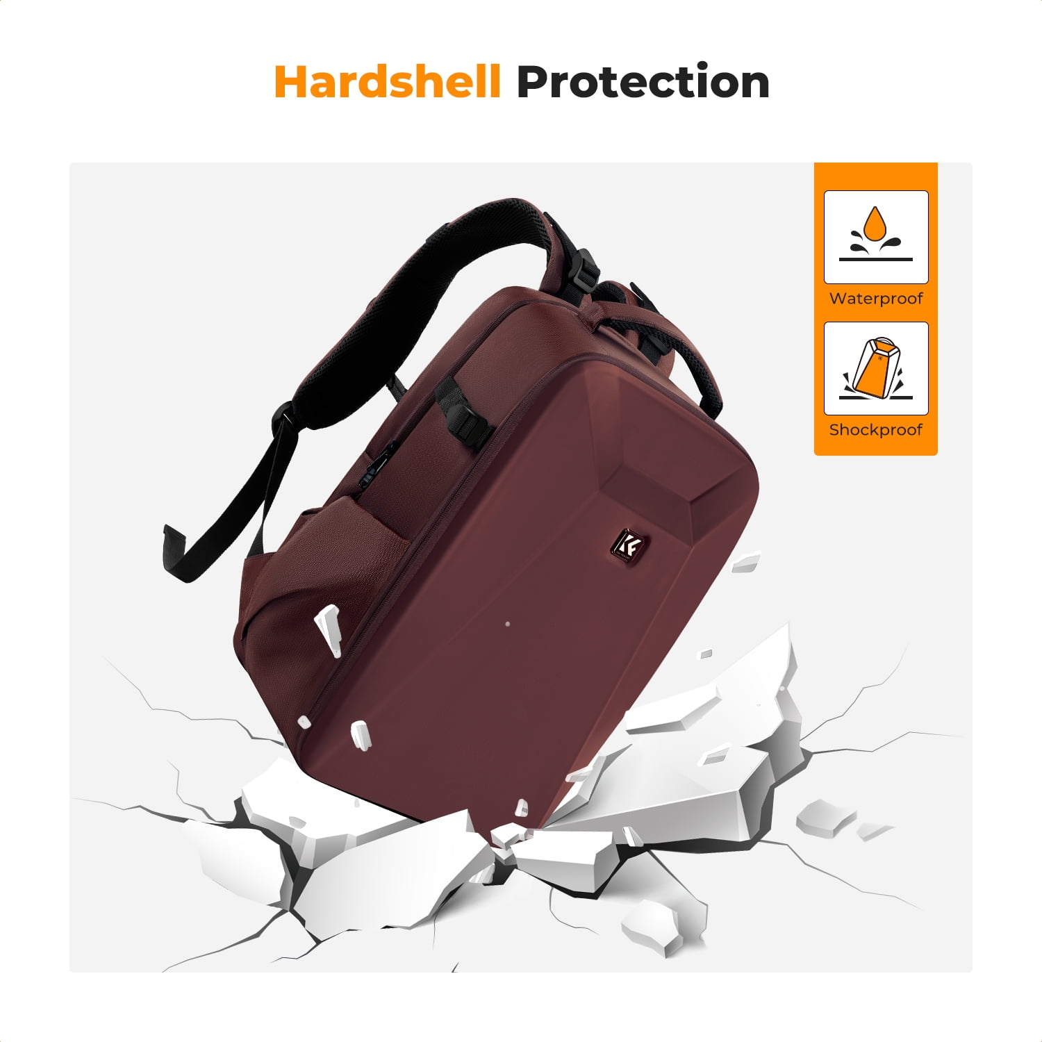 K&F Concept Camera Backpack Hardshell DSLR Photography Camera Bag with 15-15.6 Inch Laptop Compartment Waterproof Camera Case - 22L (Red)