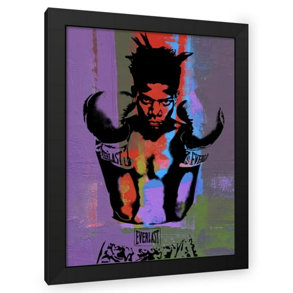 Stephen Chambers 19x24 Black Modern Wood Framed Wall Art Titled - Basquiat Boxer