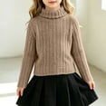 thumbnail image 2 of BLVB Girls Turtleneck Sweaters Long Sleeve Jumper Tops Teen Kids Casual Soft Pullover Fall Winter Outfits(Khaki,13-14 Years), 2 of 6