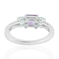 thumbnail image 3 of KIRAN FINE JEWEL Round Blue Topaz Amethyst Three Stone Ring 925 Silver Wedding Anniversary Engagement Band Ring Statement Jewelry Gift For Her, 3 of 5