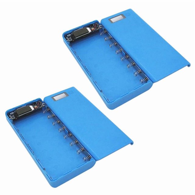 2X Caja Estuche Cáscara de Banco de Energía de Batería Portátil 8X18650 DIY Kit (Sin Batería)
