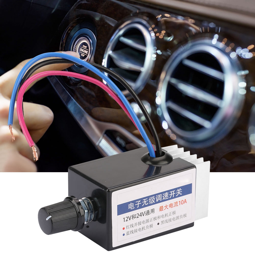 Domqga Universal DC 12V/24V Motor Speed Controller Switch For Car Truck Fan Heater Control