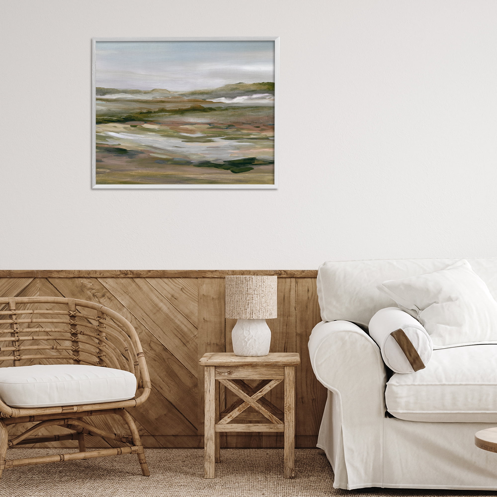 Stupell Industries Natural Meadow Abstract Horizon White Framed Giclee Art, design by Carol Robinson