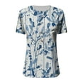 thumbnail image 4 of YUNAFFT Womens Tops Plant Print Women Summer Casual Short Sleeve T-Shirt Button Round Neck Pullover Blouse Tops Clearance, 4 of 5