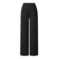 thumbnail image 4 of felwors Women Office Wide High Waist Pants Loose Fit Elastic Waist Pleated Front Trousers for Work Casual Black, XXXXL, 4 of 5