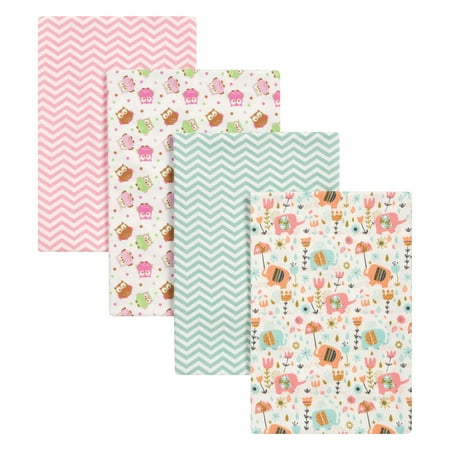 UPC: 0846216056505 | Elephants and Owls 4 Pack Flannel Blankets