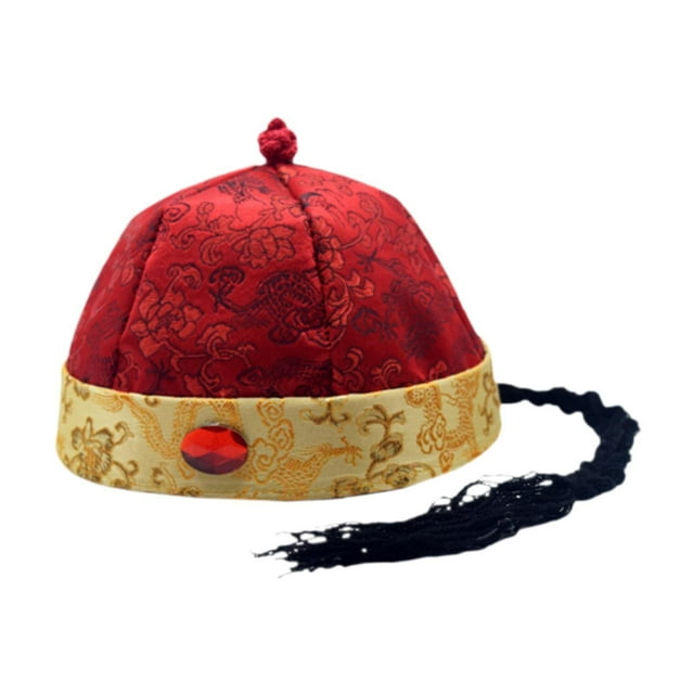 Sombrero oriental chino, sombrero de príncipe heredero, divertido sombrero mandarín asiático, sombrero de emperador Qing Estilo F