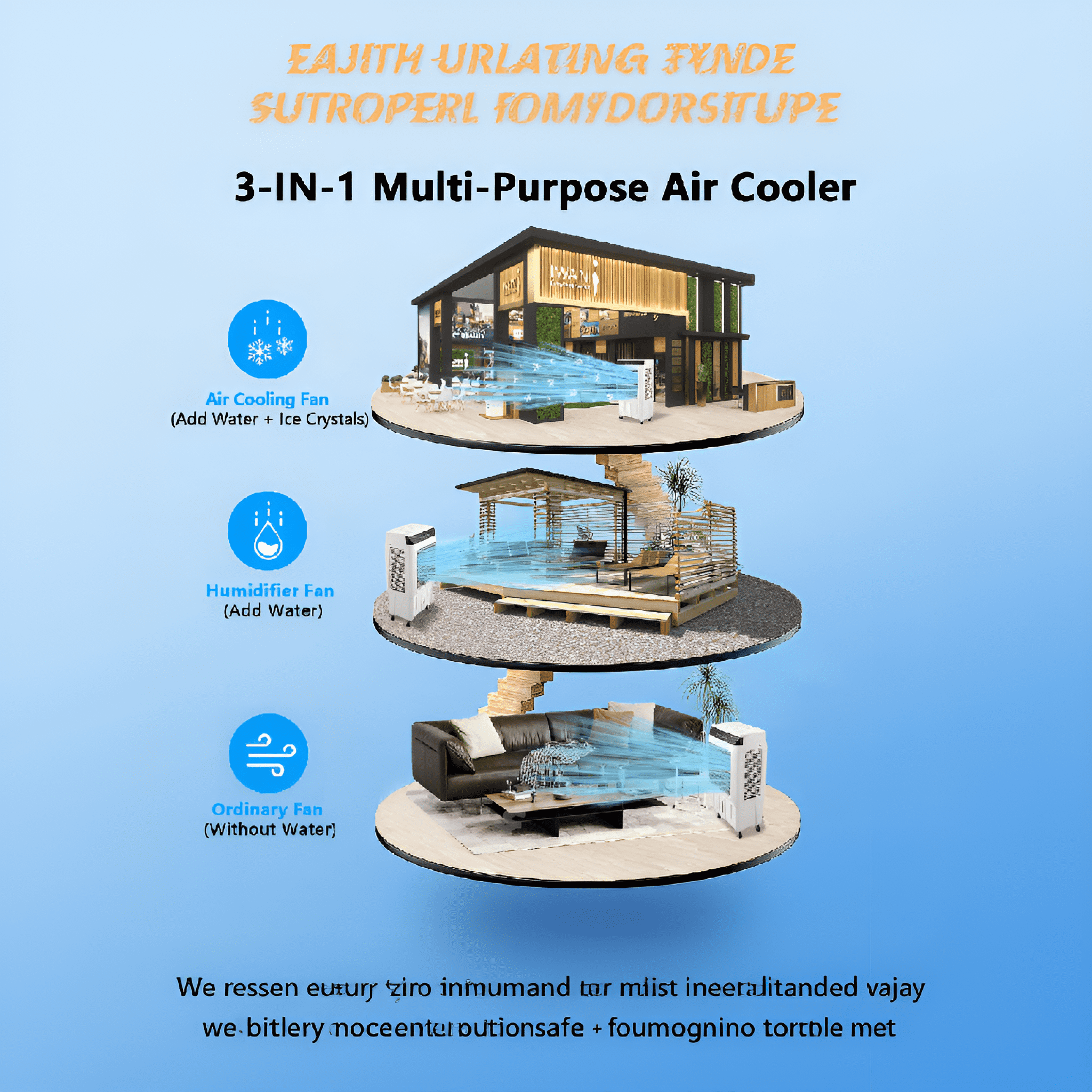 Evaporative Air Cooler, 1800CFM Swamp Cooler with 8.4Gal Water Tank, 12H Timer & Remote, 3 Speeds, 120° Oscillation, Includes 4 Ice Packs for Indoor/Outdoor Use, Home Patio Garage