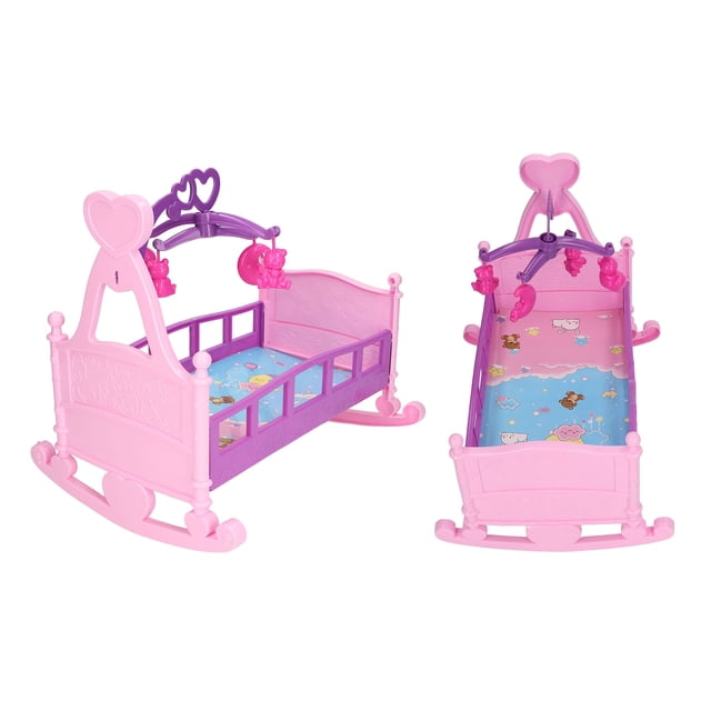 Cuna decorativa para muebles de muñecas, cuna de casa de muñecas a escala 1:12, cuna de muñeca en miniatura, cama de bebé para casa de muñecas, características mejoradas