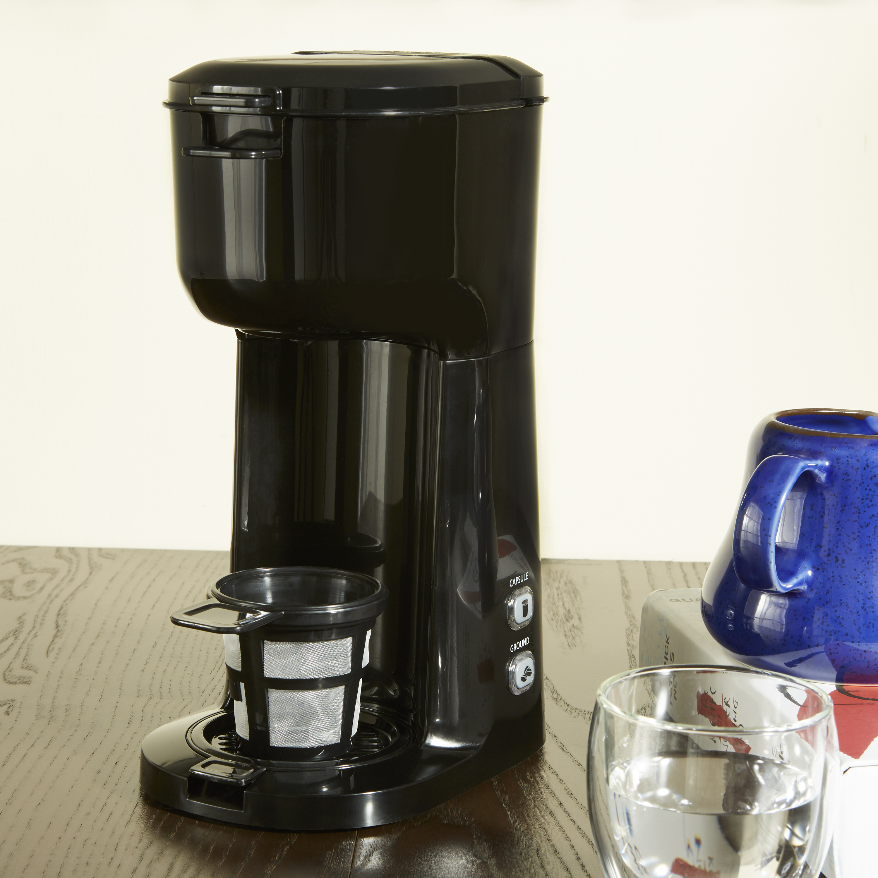 Mainstays Single Serve Coffee Maker, 1 cup Capsule or Ground Coffee, Black, New - image 2 of 6
