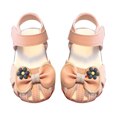 

Gubotare Sandals for Little Girl Casual Summer Toddler Girls Sandals - Leatherette Strapped Gladiator Sandals with Heel Zipper (Pink 5)