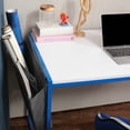 thumbnail image 3 of JJS Small Computer Desk Simple Style Writing Desk for Small Spaces 48 Inch Home Office Modern Student Study Laptop Writing Table with Storage Bag USB Hub, White/Blue, 3 of 7