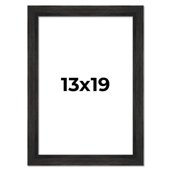 13x19 Distressed/Aged Black Complete Wood Picture Frame with UV Acrylic, Foam Board Backing, & Hardware