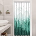 thumbnail image 4 of Teal Misty Forest Shower Curtain Ombre Nature Tree Plants Shower Curtains Fabric Waterproof Mountain Shower Curtain Sets for Bathroom Bath Decor (Teal, 36'''' × 72''''), 4 of 6