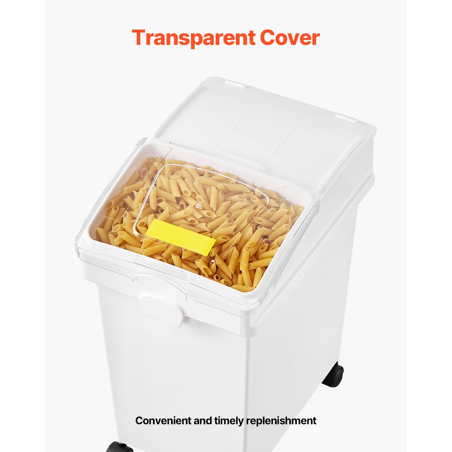 VEVORbrand Ingredient Bin, 6.6 Gallons Capacity Ingredient Storage Bin, 3 Pcs/Set, PP Material Flour Bins On Wheels, White Shelf with Scoop and Sliding Lid, Commercial Storage Bins
