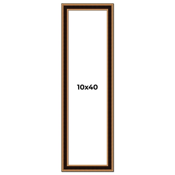 10x40 Frame Gold Brown Plein Air Vintage Solid Wood Picture Frame | 1.75 Inches Moulding Width |