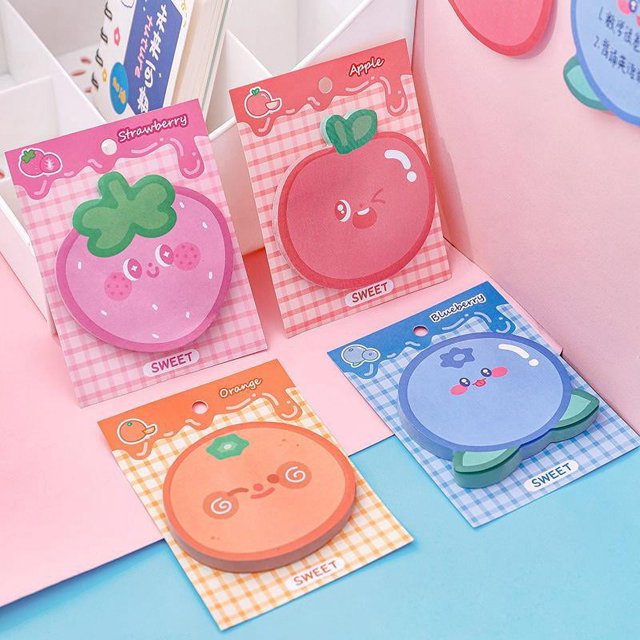 4 blocs de notas, 11,3 x 8,5 cm, blocs de notas con forma de fruta para planificar recados y listas de estudio de oficina