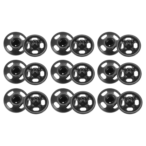 Uxcell 72 Set Sew-on Snap Buttons 6/7/8mm Metal Snap Fastener Buttons, Black