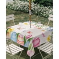 thumbnail image 3 of Square Outdoor Tablecloth with Umbrella Hole Spring Floral Easter Outside Table Cloth Waterproof Patio Table Cover Pastoral Tulip Flowers Watercolor Zipper Tablecloths for Picnic Camping 60x60 Inch, 3 of 8