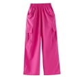 thumbnail image 4 of Bnwani Kids' Cargo Parachute Pant Work Long Loose Cargo Solid Pockets Pants Pink 5 Years, 4 of 5