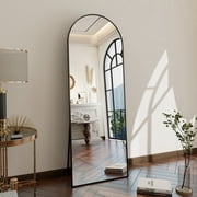 GLSL Length Mirror Arch Standing Floor Mirror, 64x21 Arched Wall Mirror, Black
