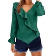 thumbnail image 2 of Womens Clothes Summer Kelon Dresses for Women Long Sleeve V Neck Boho Tops Business Casual Outfit Summer Clothes, 3XL, 2 of 6