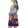 thumbnail image 2 of Haiem Spring Flower Seasonal Pattern Women's Short-Sleeve Scoop Neck Swing Dress, 2 of 6