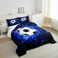 thumbnail image 2 of Football Bedding Comforter Sets King Size,Cool Sports Comforter Set for Teens Soccer Games Bedding for Soccer Fans Blue Black Duvet Insert American Football Sports Themed Room Decor 3Pcs, 2 of 5