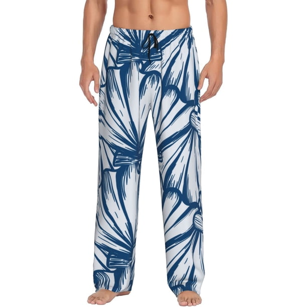 Balery Blue Shells Pantalones de pijama para hombre, pijama ultraligero, pantalón de descanso-Medium