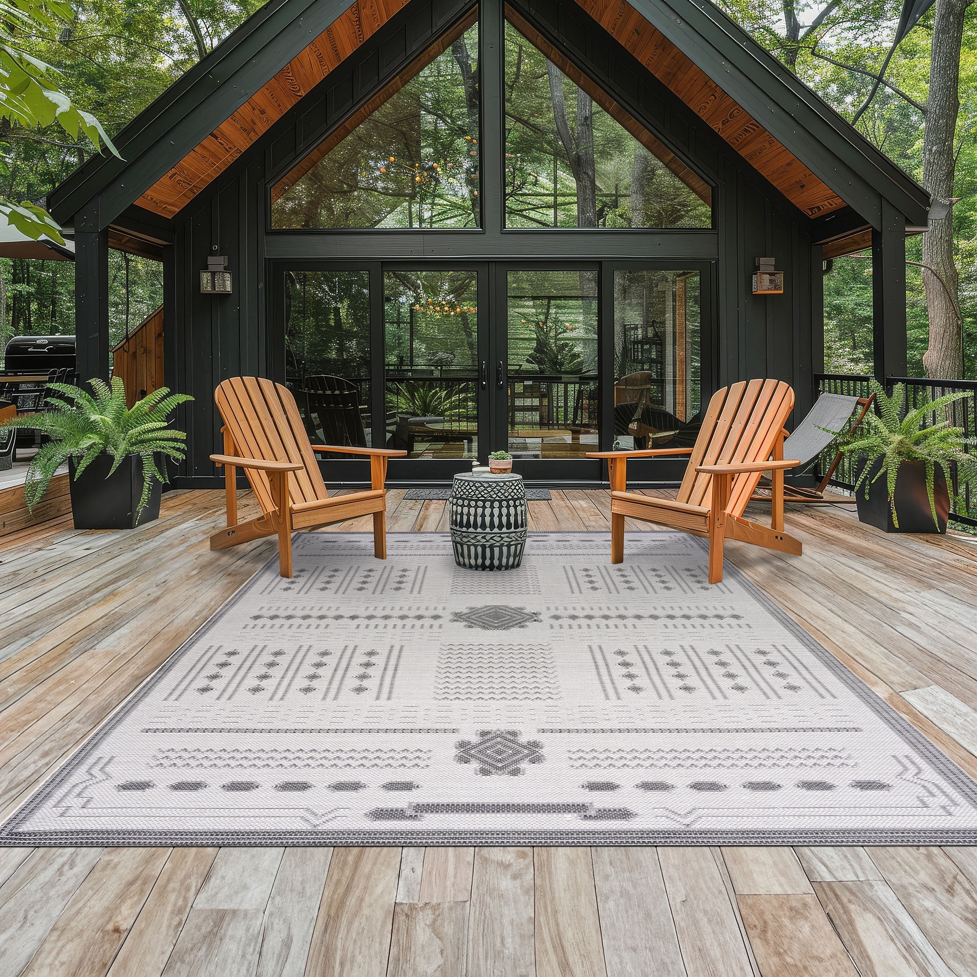 Bliss Rugs Bailey Transitional 8' x 10' Dark Gray and White Indoor Outdoor Area Rug