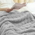 thumbnail image 7 of Exclusivo Mezcla Fleece Throw Blanket for Couch, Super Soft Warm Lightweight Checkered Pattern Blanket for All Seasons, Light Grey, 50"x60", 7 of 7