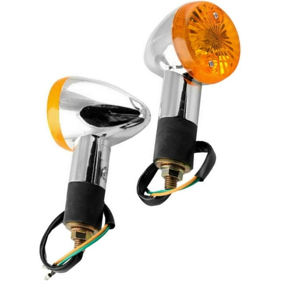 ALL-CARB 2 Pack Motorcycle Front Rear turn Signal Blinker Indicator Light Replacement for Honda Yamaha Kawasaki Suzuki Amber Chrome