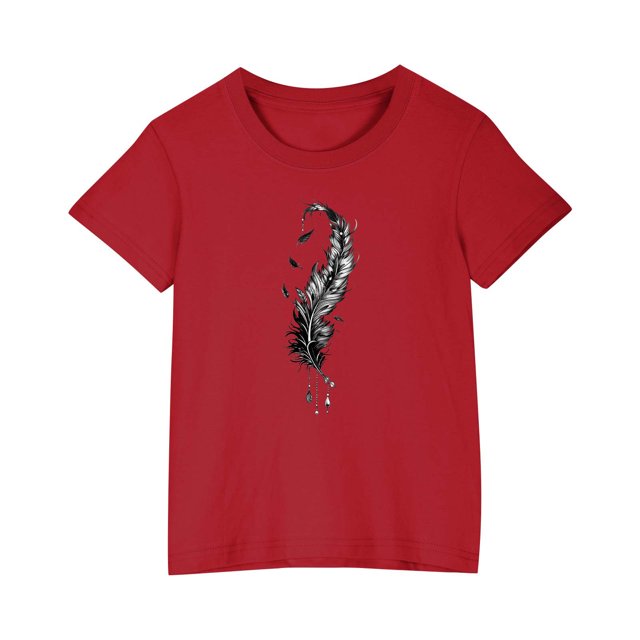 RXIRUCGD 2025 Vêtements d'Été pour Enfants T-shirt Imprimé Mode Mignon Col Rond Manches Courtes